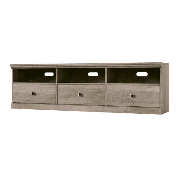 TV Stand Media Console Cabinet for 75-80 Inch TVs, Modern Farmhouse Grey Wood Entertainment Center with 3 Storage Drawers and Open Shelves, for Living Room Bedroom Office