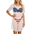 thumbnail image 5 of TIHLMK Women's Bikini Cover Up Dresses Cute Bikini Print Short Sleeve Crew Neck Beach Swimsuit Cover Up, Casual Bathingsuit Shirt Dresses, 5 of 5