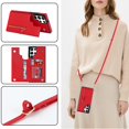 thumbnail image 2 of SaniMore Case for Samsung Galaxy S23 Ultra 6.8" 2023 with Card Slots, PU Leather Zipper Wallet Crossbody Lanyard Flip Kickstand Full-body Protective Retro Shockproof Cover for Girls Women, Red, 2 of 9
