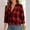 Red, variant on Loose V-Neck Plaid Shirt for Women, Button up Fashion Flannel Jackets, Long Sleeves Fall Comfy Tops