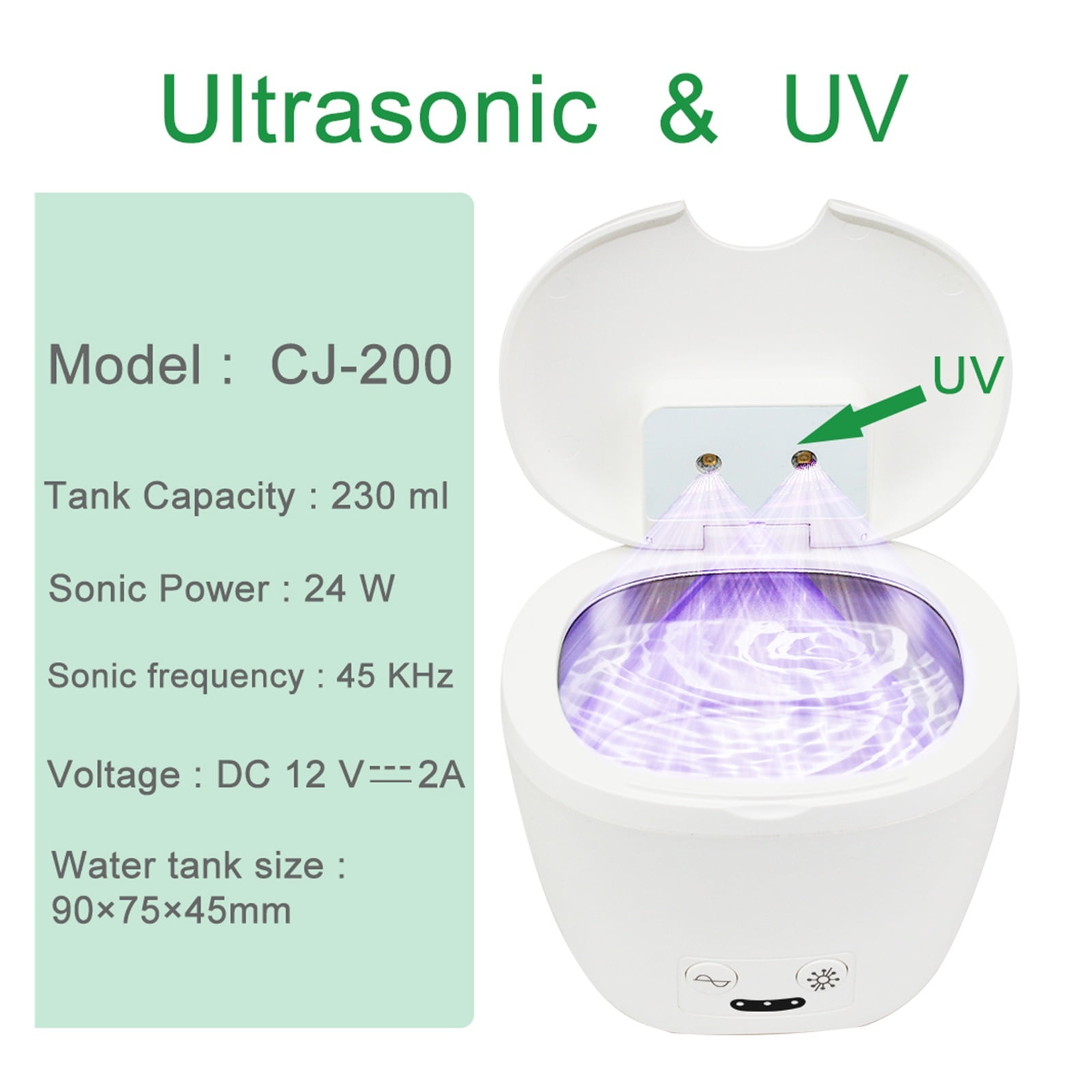 Ultrasonic Cleaner for Denture Tooth Jewelry Watch Teeth Ultrasonic Retainer Cleaner Ultrasonic UV