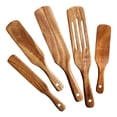 thumbnail image 1 of Juego de espátulas de madera (5 piezas) - Juego de herramientas de cocina de madera de teca - Utensilios de cocina de madera antiadherentes y resistentes al calor para revolver y mezclar, 1 of 8