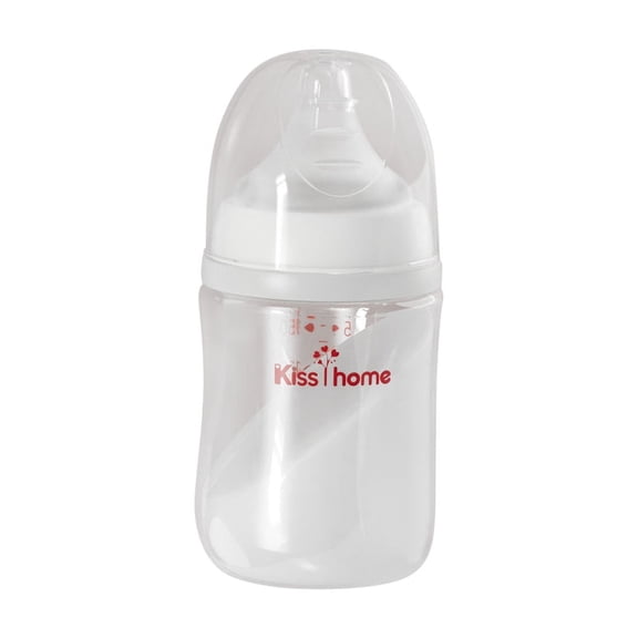 Wide Glass Nursing Bottle Random Color Streamlined Body Natural Feel Easy To Clean Heat