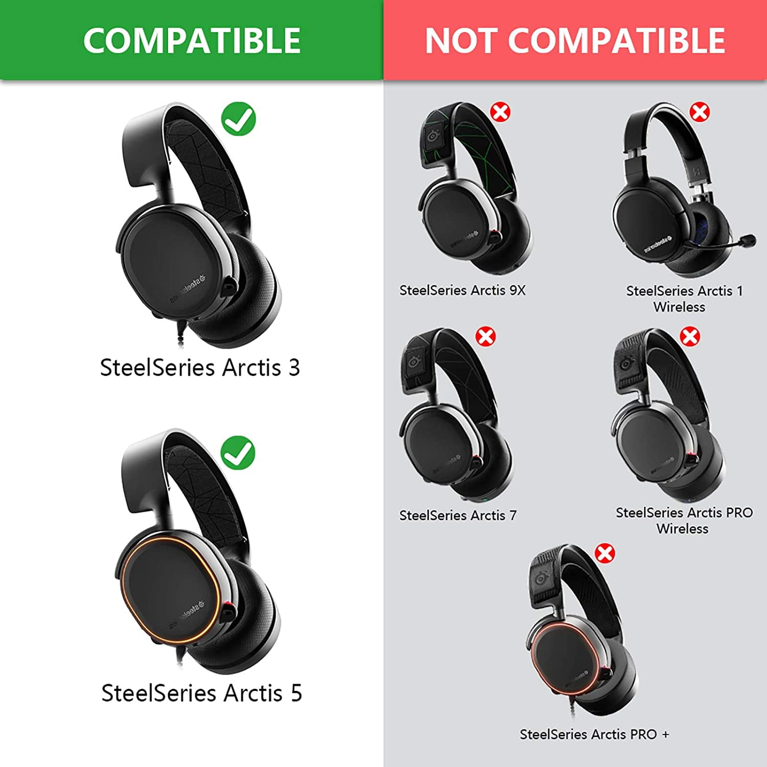 Geekria Flex Fabric Headband Pad Compatible with SteelSeries Arctis 5 Arctis 3 Headphone Replacement Headband Headband Walmart