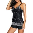 thumbnail image 4 of Zando Tankini Swimsuits for Women Two Piece Bathing Suits Floral Print Tank Top with Boyshorts Tummy Control Black Print XL, 4 of 8