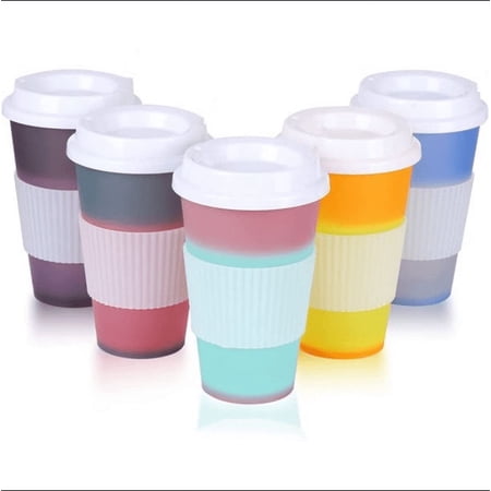 Color Changing Cups 16 oz - 5-Piece Reusable Pastel Acrylic Cups with Lid and Straw Matte Plastic Cups