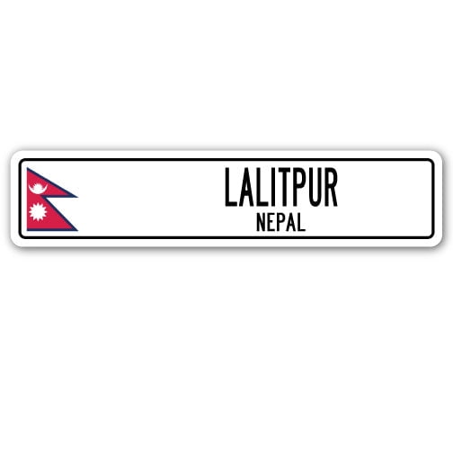 LALITPUR NEPAL Street Sign Nepalese flag city country road wall gift