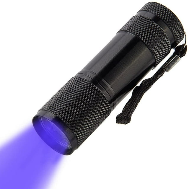 Linterna LED ultravioleta de 9 LED/linterna LED UV de luz negra 395nm Detector de manchas y orina para mascotas Encuentra manchas en la ropa alfombra o alfombras JFHHH pequeña