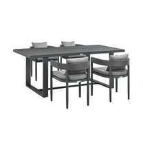 Armen Living Menorca Outdoor Patio 5-Piece Aluminum Dining Set in Gray