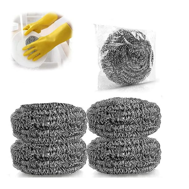 Casewin 4 Pack Stainless Steel Scourers Steel Wool Scrubber Pad Used
