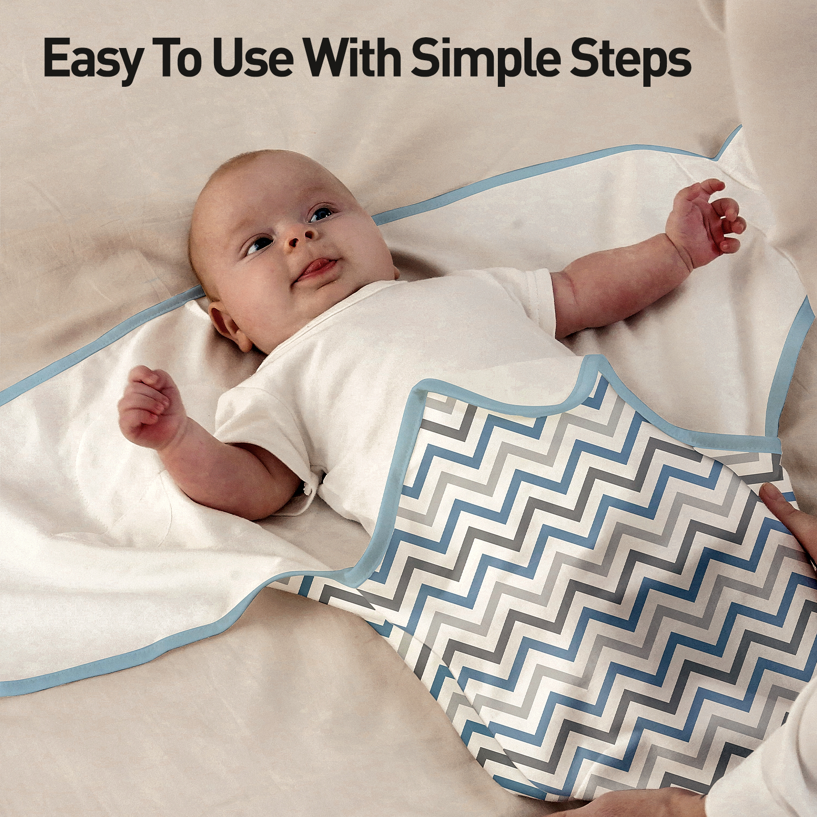 Gllquen Baby Organic Cotton Swaddle 3-Pack, Blue photo 2