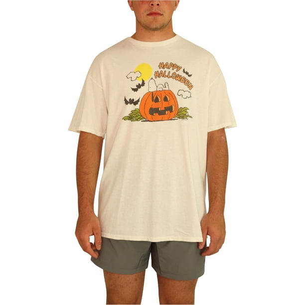 Junk Food - Camiseta con gráfico de Snoopy para hombre, diseño de feliz Halloween, color blanco, pequeña