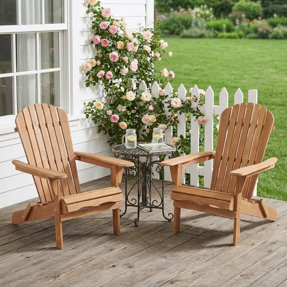 Zinkitool 2-Piece Hemlock Wood Folding Adirondack Chair Set, with Foldable Design, 31 X 28 X 36 in