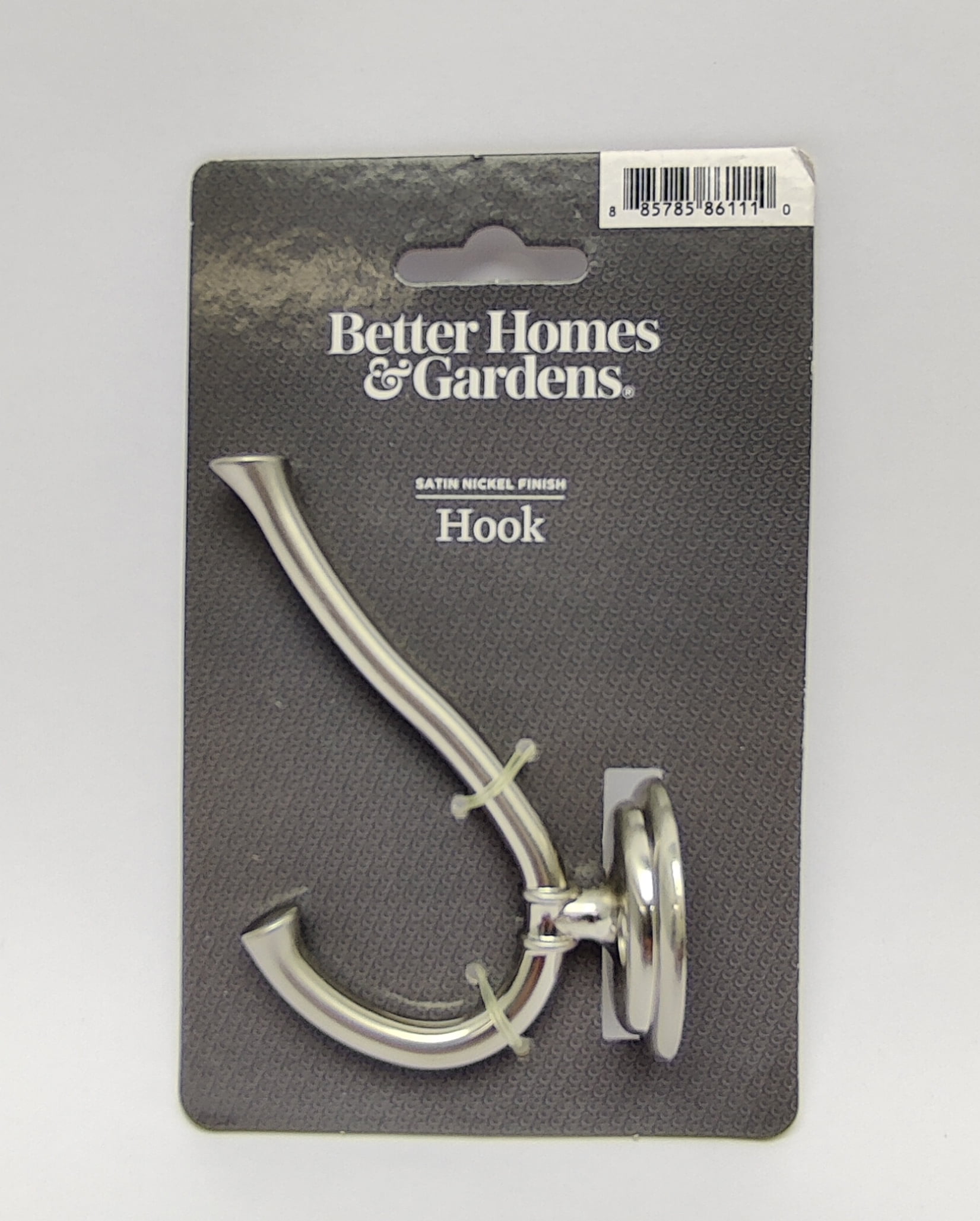 (2 pack) Better Homes & Gardens Satin Nickel Gorham 2 Prong Hook, 1 Hook, 35lb Weight Limit