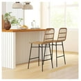 thumbnail image 2 of Rattan Counter Bar Stools Set of 2, 26" Counter Height Barstools with Back, Kitchen Island Chairs - Brown, 2 of 9