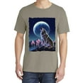 thumbnail image 2 of Wild Bobby, Full Moon Snow Wolf Howling, Animal Lover, Garment-Dyed Washed Look Short Sleeve T-Shirt, Sand, X-Large, 2 of 3