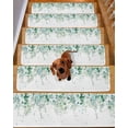 thumbnail image 2 of Stair Treads for Wooden Steps, Teal Botanical Peel and Stick Stair Treads with Reusable Adhesive, Spring Weeping Eucalyptus Leaves Non Slip Indoor Stairs Runner Rugs Mats for Elders Dogs 8"x30" 4PCS, 2 of 7