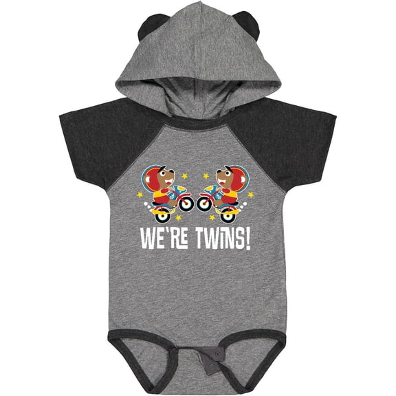 Inktastic Twin Boy Motorcycle Bear Boys Baby Bodysuit