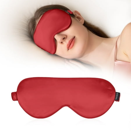 THXSILK 22 Momme Silk Sleep Eye Mask, Lightweight & Comfortable, Super Soft Eye Mask for Sleeping, Naps, Night Blindfold Eyeshade, Red