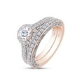 thumbnail image 3 of 1 1/4 Ct Round Cut Lab Created Moissanite Diamond Halo Engagement Promise Anniversary Bridal Ring Set Womens Wedding Bands 14k Rose Gold Plated 925 Sterling Silver 1.25 Ct, G-H/VVS1 Gift Jewelry-7, 3 of 6