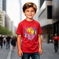 thumbnail image 2 of KHONTS Kid's Boys Basketball Colorful for Player and Fan Graphic T-Shirt Short Sleeve Casual Tees,Size 2-13 Years Red 160, 2 of 4
