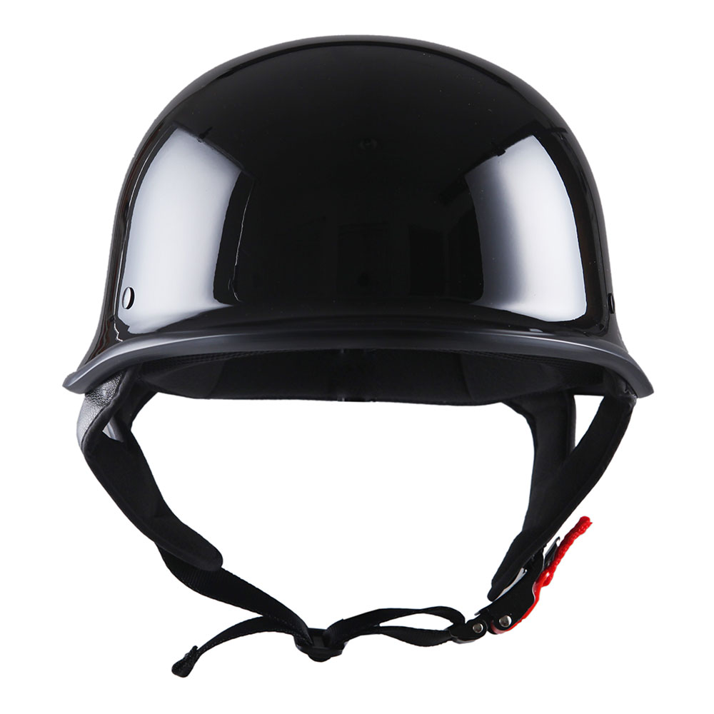 1Storm Novelty Motorcycle Helmet Half Face German Style DOT Approved: HKY602 Glossy Black