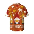 thumbnail image 2 of KLL Happy Thanksgiving Three Gnomes Print Men's Shirt Short Sleeve Button Down Summer Cuba Beach Shirts- X-Large, 2 of 7