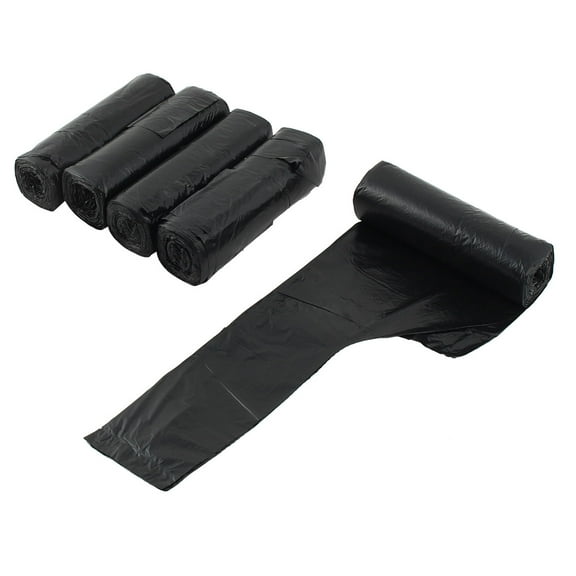 Polyethylene Kitchen Office Hand-held Trash Container Garbage Bags Black 5 Rolls