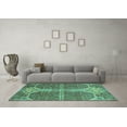 thumbnail image 3 of Ahgly Company Machine Washable Indoor Square Abstract Turquoise Blue Modern Area Rugs, 8' Square, 3 of 4