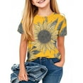thumbnail image 2 of Girl's Boy's Floral Print Crew Neck T Shirt Kids Vintage Flower Graphic Short Sleeve Cute Summer Tops for Outdoor, 2 of 3