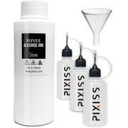 White Alcohol Ink for Resin, Alcohol Ink White Blanco Color 4-Ounce for Epoxy Resin, Tumblers, Resin Art, Alcohol Ink Paper, White Pigment Ink, 3 Pixiss Needle Tip Applicator Bottles and Funnel