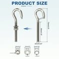 thumbnail image 2 of Uxcell M6 Stainless Steel Eye Bolt, 8 Set Hook Eyelet Bolts with Nut Washers for Hanging, Silver, 2 of 7