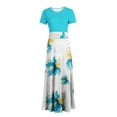 thumbnail image 5 of Summer Saving Wycnly Summer Dresses for Women Party Prom Elegant Empire Waist Pleated Swing Tunic A Line Long Dresses 2024 Short Sleeve Round Neck Floral Print Maxi Formal Dress Blue XL, 5 of 5