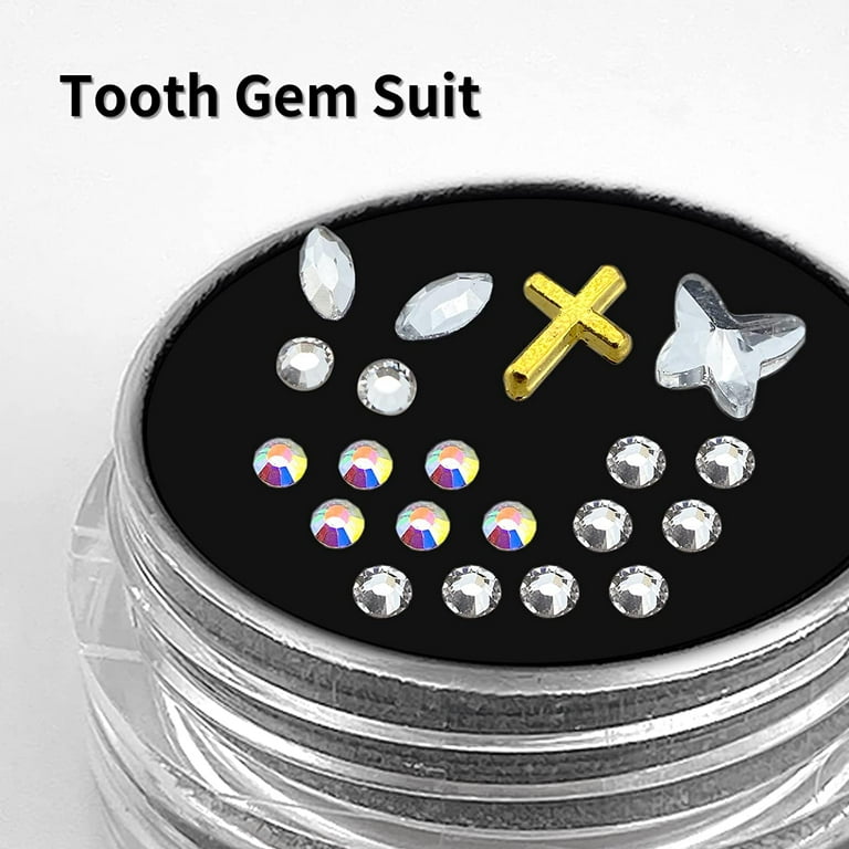Funnybeans DIY Tooth Gem Kit with Curing Light and Glue,20 Pieces Crystals Jewelry Starter Starter Kit Tiktok, Adult Unisex, Size: One size, Silver