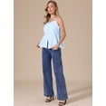 thumbnail image 4 of DARING DIVA Women's Striped Button Front Tops Spaghetti Strap Flared Ruffle S Blue, 4 of 6