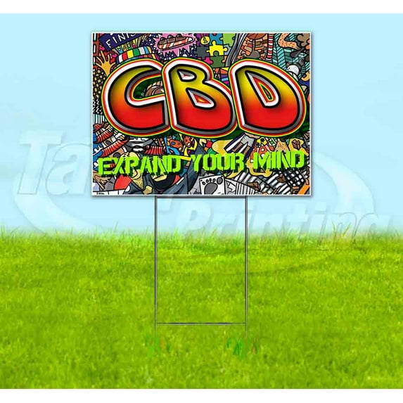 Cbd Expand Your Mind (18" x 24") Yard Sign, Includes Metal Step Stake