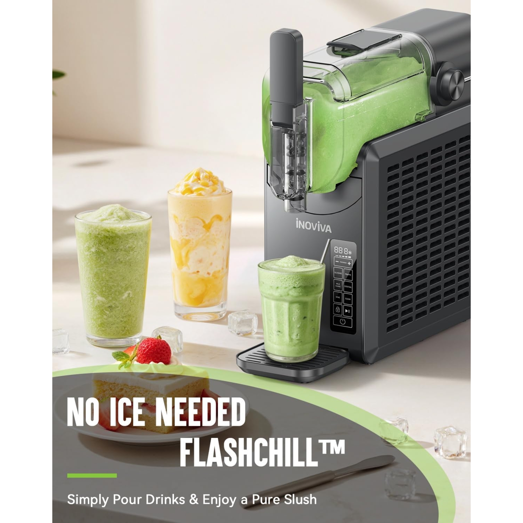 Inoviva S1.0 88oz Slushie Machine Smoothie Maker – Self Cleaning Frozen Drink Maker for Home
