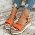 thumbnail image 3 of Dakaela Espadrille Wedge Sandals for Women 2025 Braided Ankle Strap Open Toe Platform Shoes Orange 7, 3 of 8
