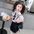 thumbnail image 4 of Kid's Jk Shirt Pleated Skirt Bow Tie Anime Kuromi Sanrios Summer Lolita Girl Naval Style Sweet Princess Dress Fashion Kawaii, 4 of 5