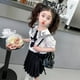 thumbnail image 4 of Kid's Jk Shirt Pleated Skirt Bow Tie Anime Kuromi Sanrios Summer Lolita Girl Naval Style Sweet Princess Dress Fashion Kawaii, 4 of 5