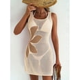 thumbnail image 4 of Women Swimsuit Cover up Flower Printed Bikini Sleeveless Beach Dress Crochet Hollow Out Coverup Alsol Lamesa, 4 of 5
