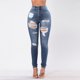 thumbnail image 5 of Puntoco Pantalones de mezclilla rasgados de color sólido para mujer Pantalones vaqueros casuales con bolsillos Puntoco Puntoco-3589, 5 of 9