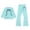 Sky Blue, variant on Girls 2 Piece Summer Outfits Ribbed Striped Short Sleeve T-Shirt & Elastic Waist Wide Leg Pants with Bow Details Casual Clothes for Kids Sky Blue Size 8-9 Years