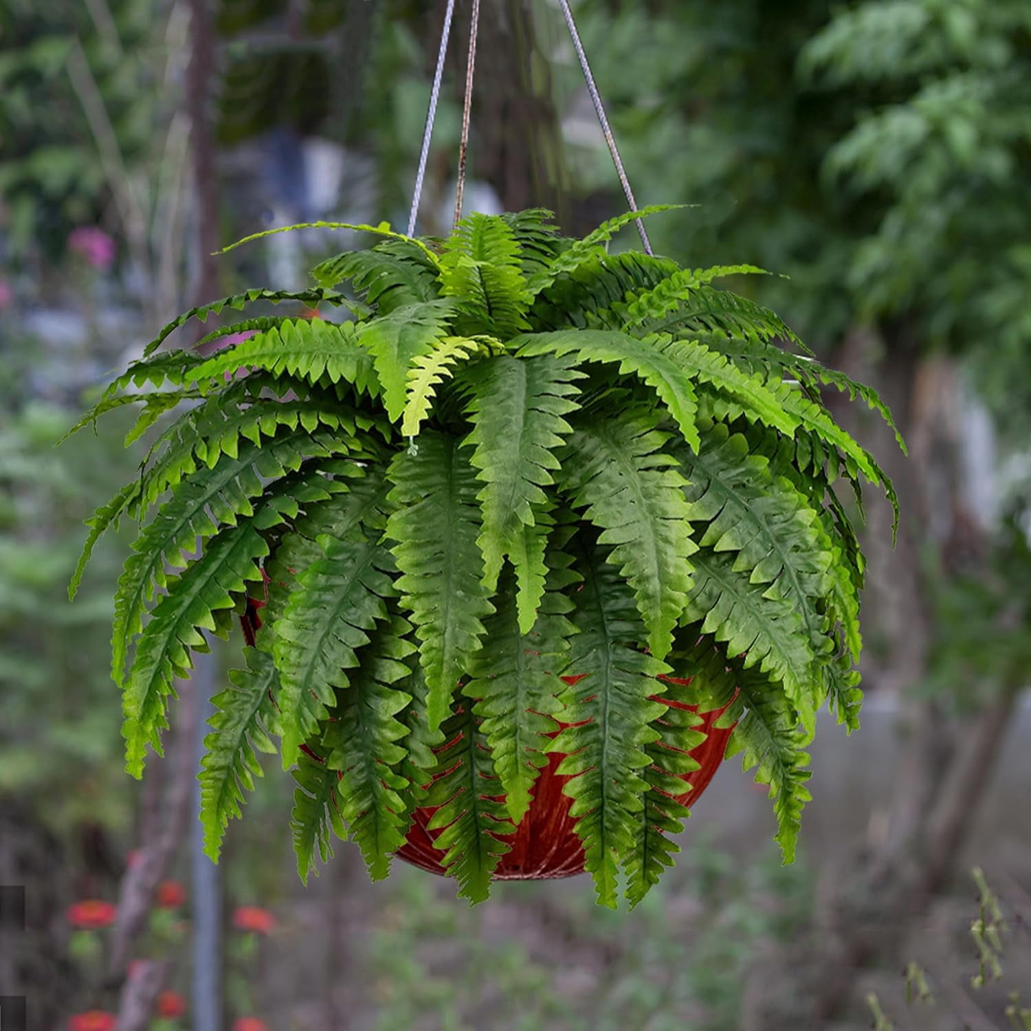Fake Ferns - Set of 2 Artificial Fern,24 Leaves for Each Bouquet - Indoor/Outdoor Faux Boston Fake Fern Bush Plant for Home, Office, Garden Decoration