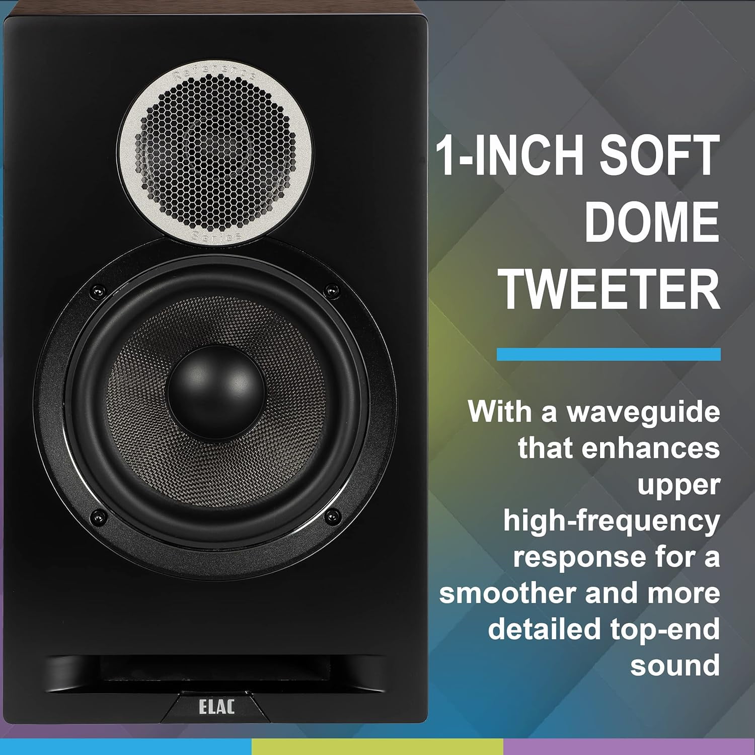 ELAC DBR62-BK Debut Reference Bookshelf Speaker Pair - Black/Walnut with an ELAC SPW-10FT-P 10ft Sensible Speaker Cable Pair (2019)