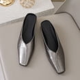 thumbnail image 5 of Women's Square Toe Mules, Trendy Leather Low Block Heel Slip On Shoes, Comfortable Casual Loafers for Spring Summer, Plus Size Available for Wide Feet, Fashionable Outdoor Slides, 5 of 10