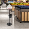 thumbnail image 2 of Food Sample Display Stands 43.31In Height Black Food Service Demo Stand with Toothpick Holder & Garbage Bin for Supermarkets, Shopping Centers, 2 of 12
