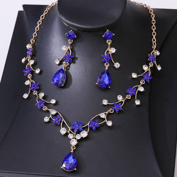 Rhinestone Water Drop Bridal Jewelry Sets for Women Choker Necklace Earring Set Wedding Bride Jewelry Sets