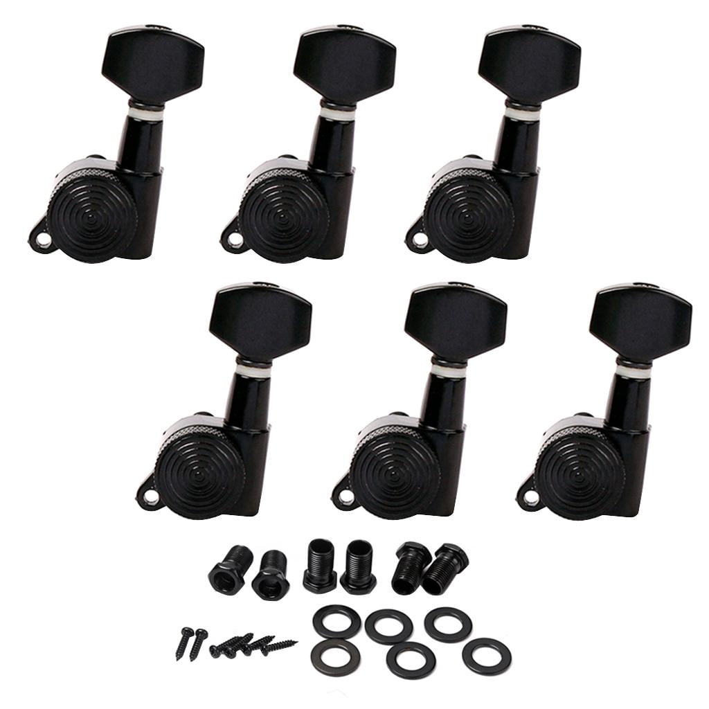 LeeQinersw 1 Set 6L Closed Electric Guitars Tuning Pegs Tuners Left Black Luthier Supply
