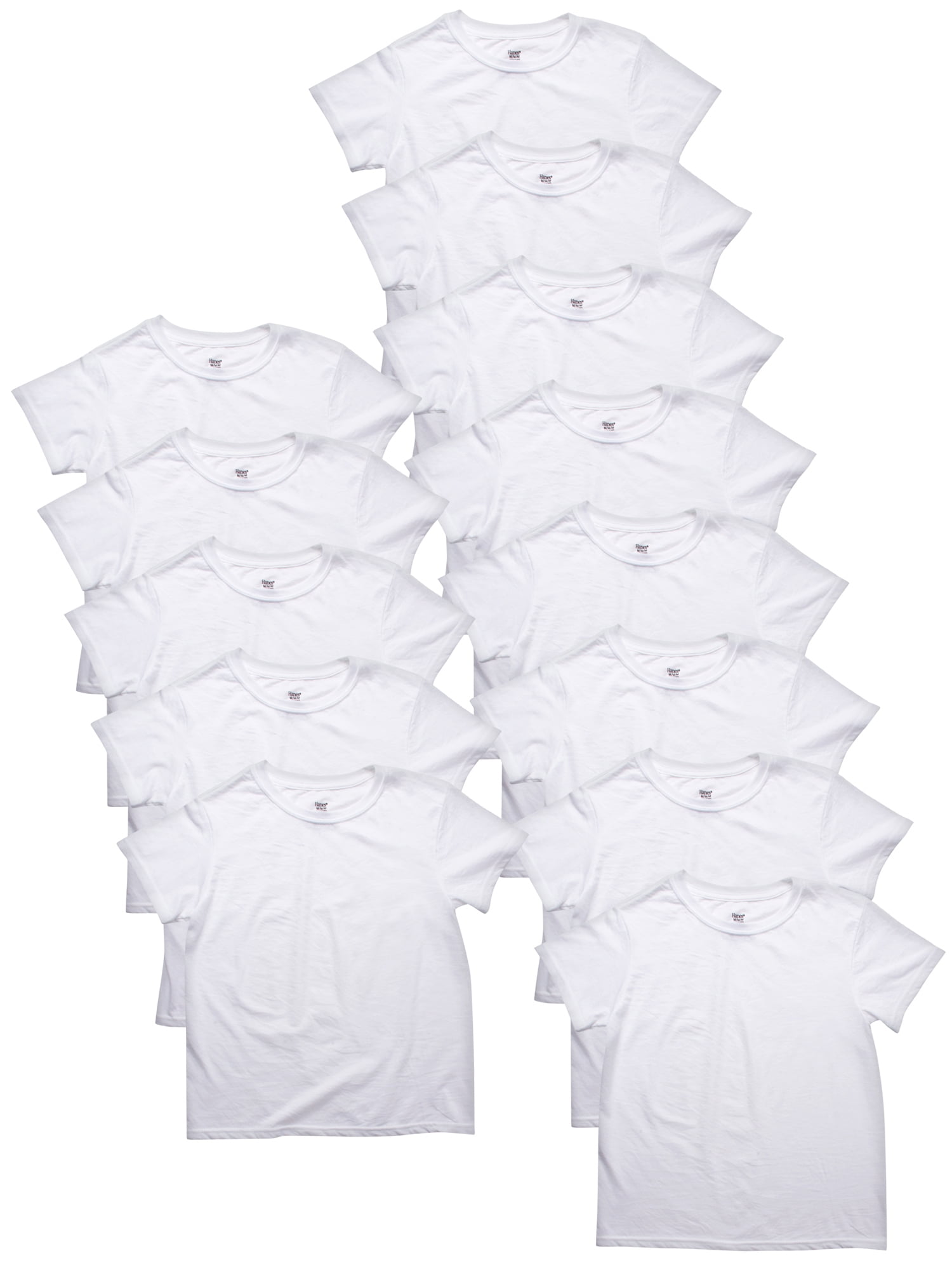 Hanes Boys Undershirts, 10 + 3 Bonus Pack Eco White Crew Neck